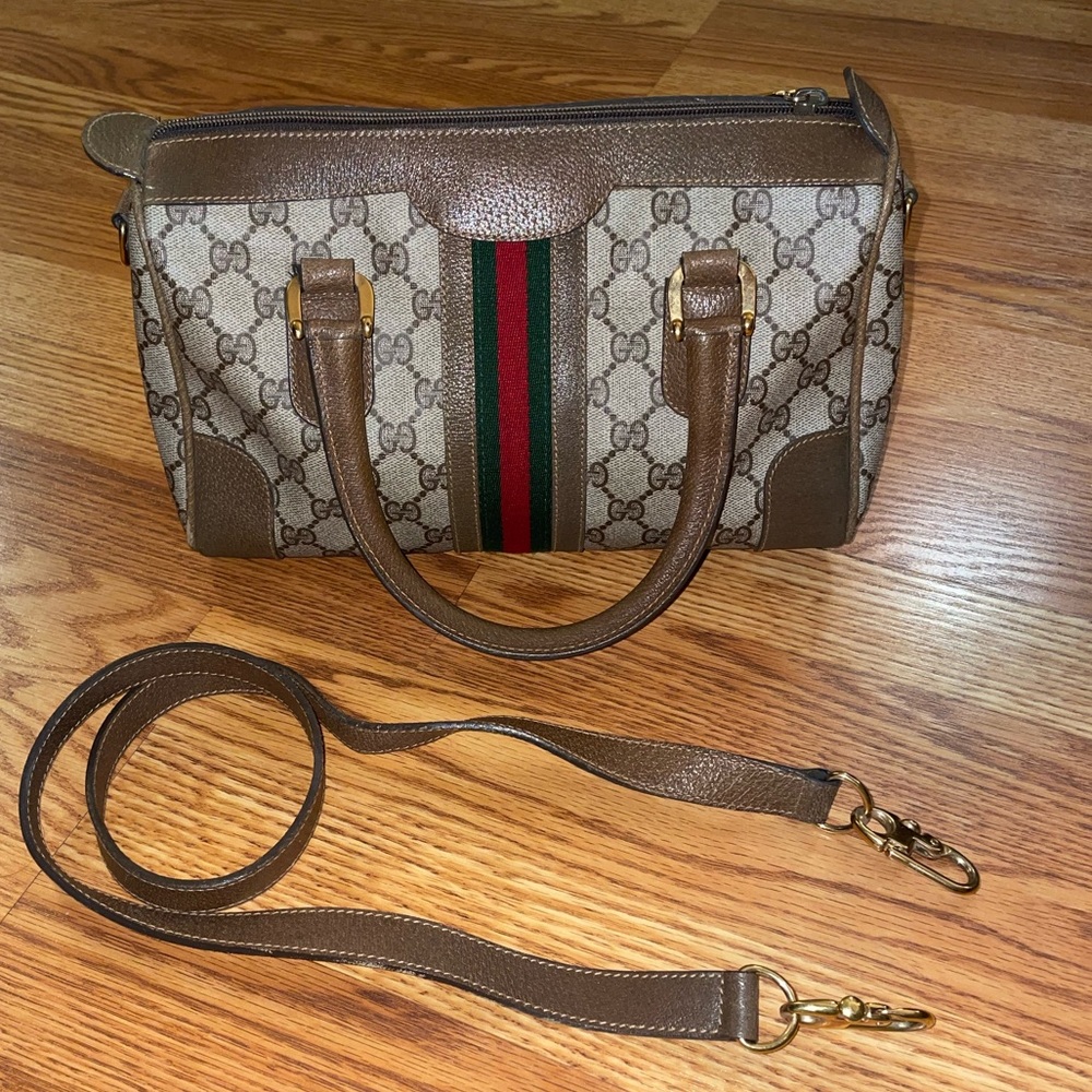 Authentic Gucci Sherry Line Boston Vintage Satchel Handbag